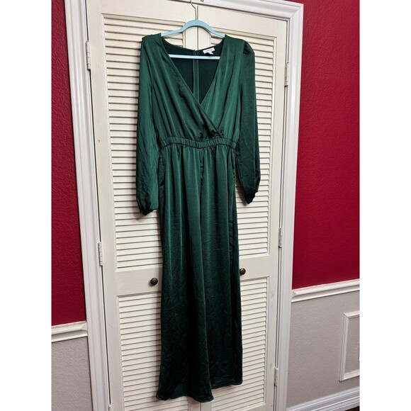 Nordstrom Modal Sleeve Jersey Knit Smocked Maxi Dress Green SZ M - Picture 6 of 6